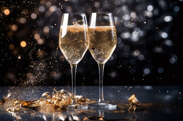 glasses of champagne for the new year and anniversary
