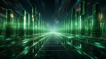 Neon lines with green lights Generative AI 