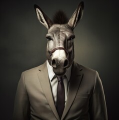 a man with a donkey's head in a suit