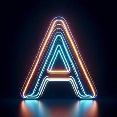3D render of clear neon lines forming the letter 'A' on a dark background Generative AI 