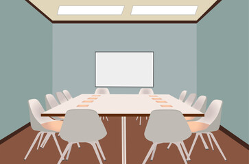 Meeting room cartoon interior with empty office space