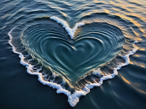 A heart shape made of water waves