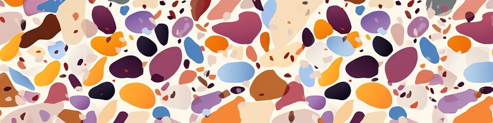 Fototapeta premium Terrazzo doodle scribble backdrop drawing pattern. Great as a simple background. Fun wallpaper for children. Geometrical shapes and lines, dots. Generative AI, AI