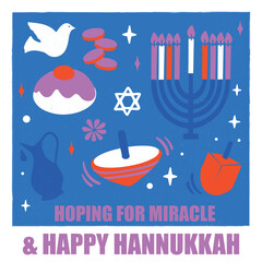 Hanukkah holiday design card or banner.
Editable vector illustration file. Greeting card for happy Hanukkah holiday. 