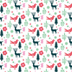 Winter repeating pattern. Flat seamles tile pattern. Editable vector file. Trendy design. Can use as background, print, fashion fabric, wallpaper, wrapping paper, etc.