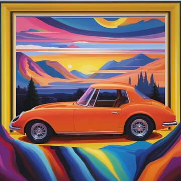 3 d rendering of a carcar on the road