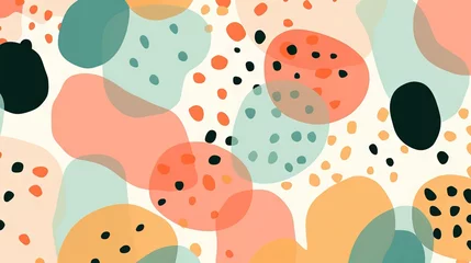 Rollo Terrazzo doodle scribble backdrop drawing pattern. Great as a simple background. Fun wallpaper for children. Geometrical shapes and lines, dots. Generative AI, AI © Merilno