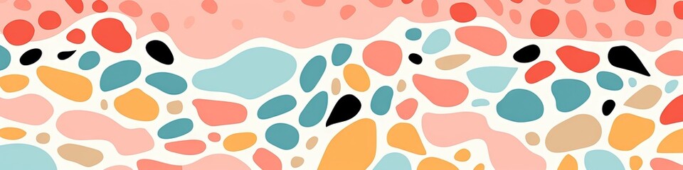 Terrazzo doodle scribble backdrop drawing pattern. Great as a simple background. Fun wallpaper for children. Geometrical shapes and lines, dots. Generative AI, AI