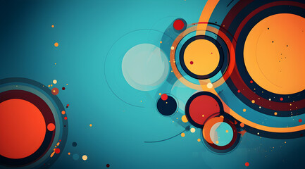 Obraz premium Vivid abstract composition with overlapping circles and a dynamic, colorful design.