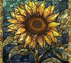 Stained glass sunflowers mosaic sublimation 
