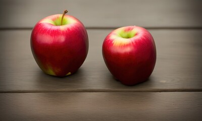 red apples on wooden table