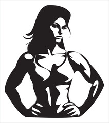 athletic woman silhouette, athlete woman drawing, gym prints, muscular woman drawing, eps, cutting file