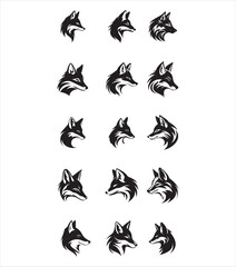 fox heads group visual, fox package, wild nature animals, cutting file, editable