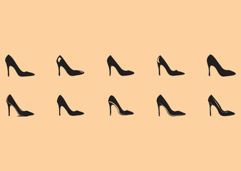 female high heel shoe drawing art, high heel shoe eps drawing, vector art, eps, editable, print ready.