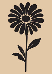 flower vector isolated on beige background,print ready,for wall art,eps,botanical illustrations
