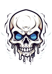 Fluid Shape Skull illustration,dry white and blue skull vector,print ready editable eps