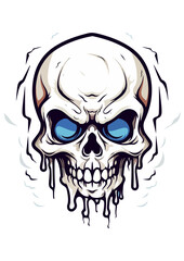 Fototapeta premium Fluid Shape Skull illustration,dry white and blue skull vector,print ready editable eps