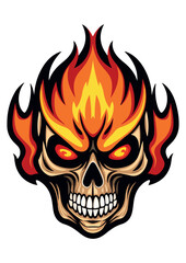 Flaming skull vector, suitable for stickers, ready to print, rearrangable.
