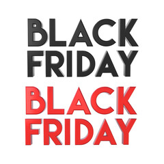 3D Rendering Black And Red Black Friday 3D Text Isolated On Transparent Background, PNG File Add