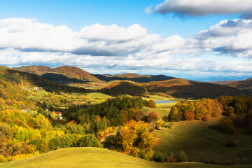 Colourful landscape in Banská Štiavnica, autumn landscape, Banská Štiavnica, Slovakia. Nice autumn day.