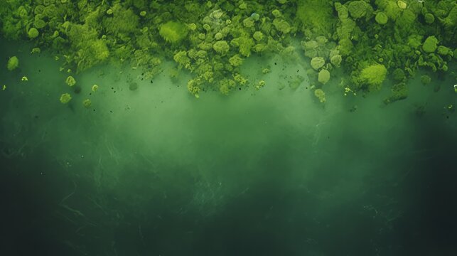 Seaweed underwater green background.