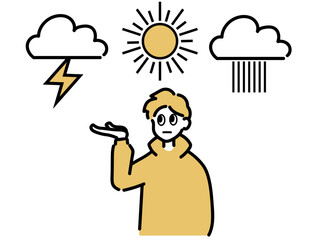 man thinks about its weather
