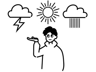 man thinks about its weather