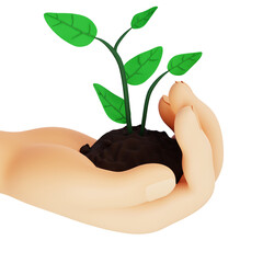 person holding a plant 3d render