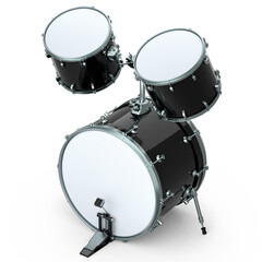 Obraz na płótnie Canvas Set of realistic drums with pedal on white. 3d render of musical instrument