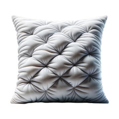 White tufted cushion with a detailed capitonné texture, ideal for luxury home decor.
