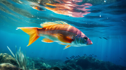 Streaks of bright colors intersecting, the rush of spearfishing