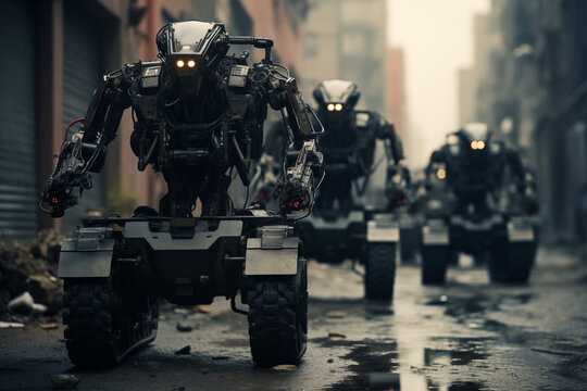Army of AI artificial intelligence robots