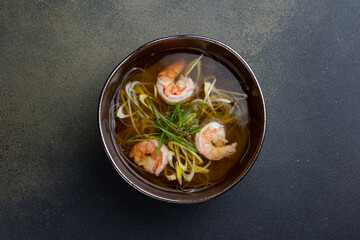 The shrimp soup. Close up