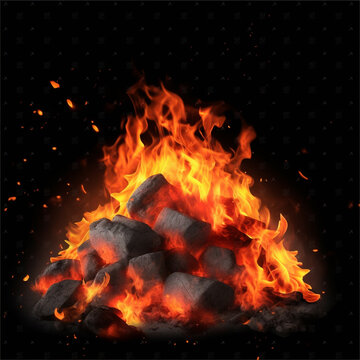 Burning coals for barbecues. AI Generated