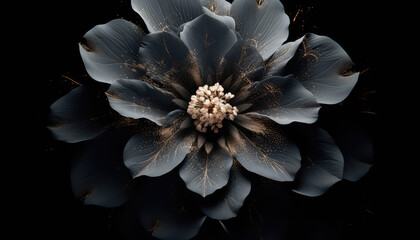 majestic Bloom black flower with strange patterns on its petals close up 
