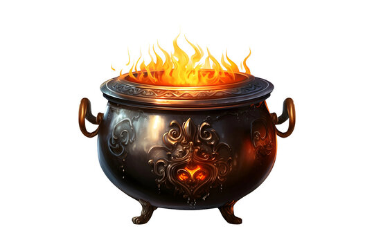Cast cauldron isolated on transparent and white background