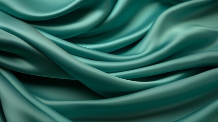 Obraz premium Emerald Green Silk Cloth with Rippled Wave Pattern 
