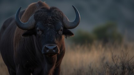 Bison bull. Wildlife concept with a copy space.