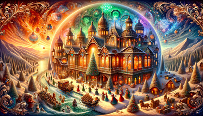 Obraz na płótnie Canvas A Magical Christmas Night at the Castle
