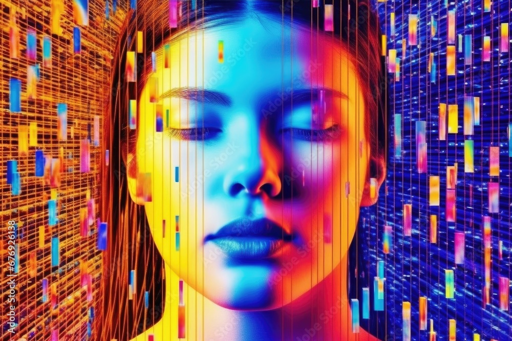 Poster Head and binary code abstract gradient