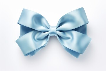 A blue bow on a white surface