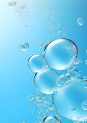 2d blue seafoam and bubbles on a blue background, molecular