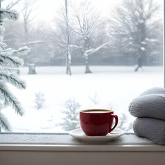 Obraz na płótnie Canvas cup of hot tea, winter 