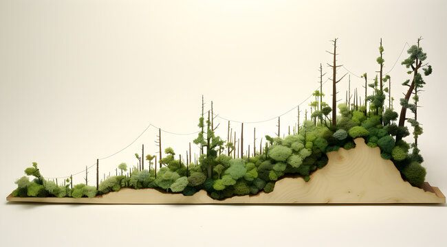 Artistic illustration of abstract representing trees at alarming decline of global forests, an eco-conscious message.
