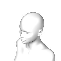 3d female human head, woman body