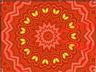 Abstract, Circular Orange and Yellow Design, with Multiple Patterns, 3d, within a Border