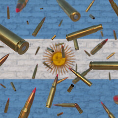Falling Bullets in front of Argentina flag
