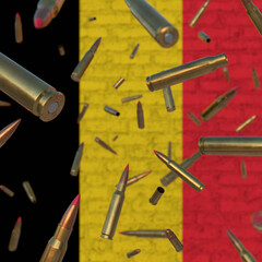 Falling Bullets in front of Belgium flag