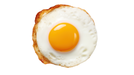 Fried egg isolated on transparent background, image with background removed, created with Generative Ai technology.