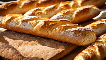 Crispy delicious French baguettes